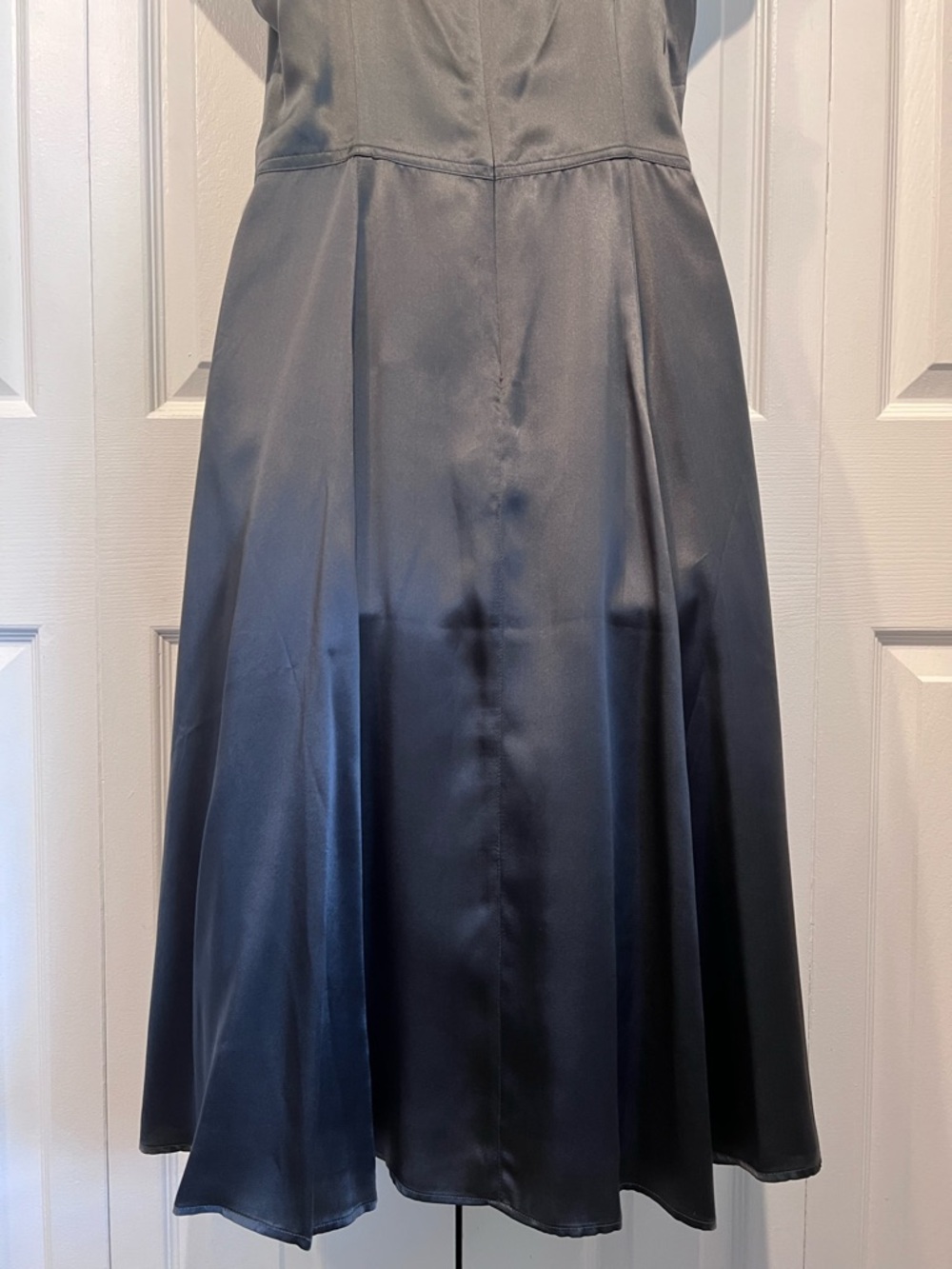 Jacob Grey/Pewter 100% Silk Vintage‎ Fit & Flare Dress Size 10 - Picture 10 of 13